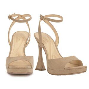 Jessica Simpson Jixte Sculptural Ankle-Wrap Platform Heels (Light Maple)